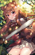 artist:squchan character:raphtalia copyright:tate_no_yuusha_no_nariagari general:1girl general:animal_ear_fluff general:animal_ears general:artist_name general:blurry general:blurry_background general:blush general:branch general:brown_gloves general:brown_hair general:brown_shirt general:day general:depth_of_field general:forest general:gloves general:hair_between_eyes general:hair_tubes general:hand_up general:holding general:holding_sword general:holding_weapon general:layered_sleeves general:long_hair general:long_sleeves general:looking_at_viewer general:nature general:neck_ribbon general:outdoors general:parted_lips general:pleated_skirt general:puffy_short_sleeves general:puffy_sleeves general:raccoon_ears general:raccoon_girl general:raccoon_tail general:red_eyes general:red_ribbon general:ribbed_shirt general:ribbon general:shirt general:short_over_long_sleeves general:short_sleeves general:skirt general:solo general:sunlight general:sword general:tail general:very_long_hair general:watermark general:weapon general:web_address general:white_skirt meta:highres meta:md5_mismatch meta:photoshop_(medium) technical:grabber // 809x1250 // 817.6KB