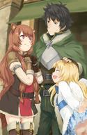 artist:zoudai character:firo_(tate_no_yuusha_no_nariagari) character:iwatani_naofumi character:raphtalia copyright:tate_no_yuusha_no_nariagari general:1boy general:2girls general::i general:animal_ears general:armor general:ass general:belt general:black_eyes general:black_hair general:blonde_hair general:blunt_bangs general:blush general:boots general:bow general:bowtie general:brown_hair general:capelet general:closed_mouth general:dress general:fingerless_gloves general:frilled_skirt general:frilled_sleeves general:frills general:gloves general:half-closed_eyes general:happy general:headpat general:hetero general:jealous general:leaning_forward general:long_hair general:long_sleeves general:looking_at_another general:multiple_girls general:no_panties general:open_mouth general:outdoors general:pants general:purple_eyes general:raccoon_ears general:raccoon_girl general:raccoon_tail general:ribbed_sweater general:ribbon general:shoulder_pads general:sidelocks general:skirt general:smile general:standing general:sweatdrop general:sweater general:sword general:tail general:thigh_boots general:thighhighs general:upskirt general:weapon general:wings meta:commentary meta:highres technical:grabber // 780x1200 // 967.2KB