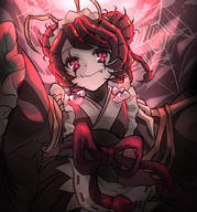 artist:user_dznz5583 character:entoma_vasilissa_zeta copyright:overlord_(maruyama) general:1girl general:apron general:black_hair general:black_kimono general:bow general:closed_mouth general:detached_sleeves general:frilled_sleeves general:frills general:japanese_clothes general:kimono general:long_sleeves general:looking_at_viewer general:multicolored_hair general:pink_bow general:red_eyes general:red_hair general:ribbon-trimmed_apron general:ribbon_trim general:silk general:smile general:solo general:spider_web general:standing general:two-tone_hair general:waist_apron general:white_apron general:wide_sleeves general:yukata tagme technical:grabber // 964x1032 // 924.2KB