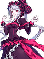 artist:kimagure_blue character:shalltear_bloodfallen copyright:overlord_(maruyama) general:1girl general::d general:bangs general:blush general:bow general:breasts general:capelet general:dress general:eyebrows_visible_through_hair general:fang general:female general:fingernails general:frilled_dress general:frills general:gothic_lolita general:hair_bow general:hair_ornament general:hands_up general:lolita_fashion general:long_hair general:long_sleeves general:looking_at_viewer general:medium_breasts general:open_mouth general:pale_skin general:ponytail general:purple_bow general:purple_capelet general:purple_dress general:red_eyes general:sharp_fingernails general:silver_hair general:smile general:solo general:striped general:striped_bow general:swept_bangs general:tied_hair general:very_long_hair medium:high_resolution medium:simple_background medium:white_background tagme technical:grabber // 900x1200 // 978.5KB