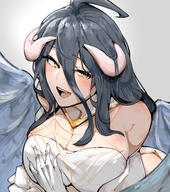 artist:azz0422 character:albedo copyright:overlord_(maruyama) general:1girl general:armpit_crease general:black_hair general:breasts general:cleavage general:eyelashes general:gloves general:grey_background general:hair_between_eyes general:horns general:large_breasts general:long_hair general:open_mouth general:smile general:solo general:teeth general:white_gloves general:wings general:yellow_eyes meta:absurdres meta:commentary meta:highres technical:grabber // 3100x3500 // 6.3MB