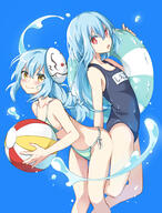 artist:shoura character:ciel_(tensei_shitara_slime_datta_ken) character:rimuru_tempest copyright:tensei_shitara_slime_datta_ken general:2others general:androgynous general:ball general:beachball general:bikini general:blue_background general:blue_hair general:blush general:closed_mouth general:hair_between_eyes general:innertube general:long_hair general:looking_at_viewer general:mask general:mask_on_head general:multiple_others general:open_mouth general:red_eyes general:school_swimsuit general:simple_background general:smile general:swim_ring general:swimsuit general:yellow_eyes meta:commentary_request meta:highres technical:grabber // 1500x1977 // 1.2MB