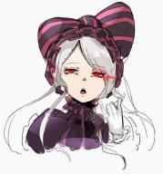 artist:so-bin character:shalltear_bloodfallen copyright:overlord_(maruyama) general:gloves general:gothic general:headdress general:lolita_fashion general:long_hair general:red_eyes general:vampire general:white_hair tagme technical:grabber // 616x659 // 84.8KB