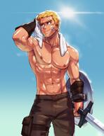 artist:mondoart character:climb_(overlord) copyright:overlord_(maruyama) general:1boy general:abs general:after_training general:after_workout general:armpits general:bandaid general:bandaid_on_face general:bara general:blonde_hair general:blue_eyes general:brown_pants general:day general:dirty_face general:holding general:holding_sword general:holding_weapon general:large_pectorals general:looking_to_the_side general:male_focus general:muscular general:muscular_male general:navel general:nipples general:pants general:pectorals general:post_workout general:seductive general:seductive_smile general:sexy_armpits general:shield general:shirtless general:short_hair general:sky general:smile general:solo general:sun general:sweat general:sweatdrop general:sweating general:sweaty general:sweaty_body general:sword general:topless general:topless_male general:towel general:weapon general:wiping_sweat technical:grabber // 1582x2048 // 318.2KB