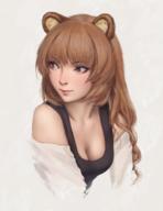 artist:miura-n315 character:raphtalia copyright:tate_no_yuusha_no_nariagari general:1girl general:animal_ears general:breasts general:brown_hair general:cleavage general:cropped_torso general:lips general:long_hair general:looking_to_the_side general:medium_breasts general:off_shoulder general:raccoon_ears general:raccoon_girl general:red_eyes general:smile general:solo general:tank_top general:upper_body general:white_background meta:commentary meta:highres technical:grabber // 1280x1664 // 2.5MB