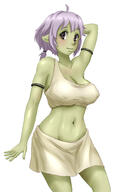 character:haruna_(tensei_shitara_slime_datta_ken) copyright:tensei_shitara_slime_datta_ken general:10s general:1girl general:blush general:breasts general:colored_skin general:covered_erect_nipples general:female_goblin general:goblin general:green_skin general:large_breasts general:midriff general:monster_girl general:navel general:orca09 general:purple_hair general:skirt general:smile general:solo meta:highres technical:grabber // 1200x1884 // 350.2KB