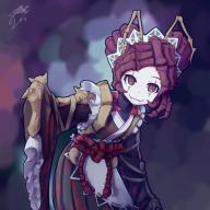 artist:j.h_j.h character:entoma_vasilissa_zeta copyright:overlord_(maruyama) general:1girl general:antennae general:apron general:double_bun general:dress general:fangs general:female general:frilled_dress general:frilled_sleeves general:frills general:looking_at_viewer general:maid_headdress general:purple_hair general:red_eyes general:solo general:wa_maid general:wide_sleeves genre:monster_girl medium:1:1_aspect_ratio medium:high_resolution tagme technical:grabber // 1240x1240 // 1002.1KB