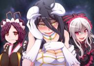 artist:ikue_fuuji character:albedo character:entoma_vasilissa_zeta character:shalltear_bloodfallen copyright:overlord_(maruyama) general:3girls general:antennae general:black_dress general:black_hair general:blush general:breasts general:cleavage general:demon_girl general:double_bun general:dress general:eyebrows_visible_through_hair general:fangs general:female general:frilled_dress general:frills general:hand_on_own_face general:happy general:horns general:insect_girl general:large_breasts general:lolita_fashion general:long_hair general:looking_at_viewer general:maid general:maid_headdress general:multiple_girls general:night general:night_sky general:purple_hair general:red_eyes general:silver_hair general:sky general:slit_pupils general:smile general:succubus general:vampire general:white_horns general:yellow_eyes genre:monster_girl tagme technical:grabber // 884x626 // 852.6KB