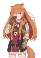 &lt; artist:dai_jijie character:raphtalia copyright:tate_no_yuusha_no_nariagari general: general:1girl general:animal_ears general:belt general:blunt_bangs general:blush general:brown_gloves general:brown_hair general:bustier general:cowboy_shot general:gloves general:long_hair general:long_sleeves general:looking_at_viewer general:one_eye_closed general:raccoon_ears general:raccoon_girl general:raccoon_tail general:red_eyes general:rubbing_eyes general:simple_background general:solo general:tail general:very_long_hair general:white_background meta:commentary_request meta:highres technical:grabber // 1413x2000 // 1.1MB