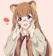 artist:umanosuke character:raphtalia copyright:tate_no_yuusha_no_nariagari general:1girl general::d general:animal_ear_fluff general:animal_ears general:bespectacled general:brown_hair general:glasses general:long_hair general:looking_at_viewer general:neck_ribbon general:open_mouth general:pink_background general:pink_eyes general:raccoon_ears general:raccoon_girl general:red-framed_eyewear general:red_ribbon general:ribbon general:semi-rimless_eyewear general:simple_background general:smile general:solo general:two-tone_background general:under-rim_eyewear general:white_background meta:commentary_request technical:grabber // 700x730 // 255.7KB