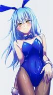 artist:kotorimyuu character:rimuru_tempest copyright:tensei_shitara_slime_datta_ken general:1girl general:animal_ears general:bare_arms general:blue_bow general:blue_bowtie general:blue_hair general:blue_leotard general:blush general:bow general:bowtie general:brown_pantyhose general:closed_mouth general:covered_navel general:cowboy_shot general:detached_collar general:fake_animal_ears general:fishnet_pantyhose general:fishnets general:flat_chest general:frown general:grey_background general:hair_between_eyes general:highleg general:highleg_leotard general:leotard general:long_hair general:looking_at_viewer general:pantyhose general:playboy_bunny general:rabbit_ears general:shiny_clothes general:shiny_legwear general:solo general:standing general:straight_hair general:strapless general:strapless_leotard general:thigh_gap general:very_long_hair general:wing_collar general:wrist_cuffs general:yellow_eyes meta:highres technical:grabber // 1080x1924 // 2.4MB