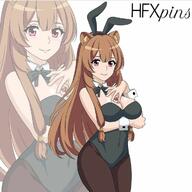 artist:hfxpins character:raphtalia copyright:tate_no_yuusha_no_nariagari general:bunny_costume general:bunny_ears general:bunny_girl general:bunnysuit general:cleavage general:cosplay general:racoon_ears general:racoon_tail technical:grabber // 720x720 // 353.7KB