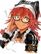 artist:code-aa character:lupusregina_beta copyright:overlord_(maruyama) general:1girl general:adjusting_eyewear general:glasses general:jewelry general:maid general:necklace general:red_hair general:sketch general:smile general:solo general:upper_body general:yellow_eyes meta:highres tagme technical:grabber // 1500x2000 // 1.2MB