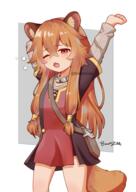 artist:bawnzee character:raphtalia copyright:tate_no_yuusha_no_nariagari general:1girl general::o general:animal_ear_fluff general:animal_ears general:arms_up general:artist_name general:bike_shorts general:black_dress general:black_shorts general:blush general:border general:brown_hair general:child general:collar general:cowboy_shot general:double-parted_bangs general:dress general:fang general:grey_background general:grey_dress general:hair_between_eyes general:knife_sheath general:layered_dress general:long_sleeves general:looking_at_viewer general:metal_collar general:multicolored_clothes general:multicolored_dress general:one_eye_closed general:open_mouth general:outside_border general:raccoon_ears general:raccoon_girl general:raccoon_tail general:red_dress general:red_eyes general:sheath general:short_dress general:shorts general:signature general:skin_fang general:solo general:squeans general:standing general:stretching general:tail general:twitter_username general:waking_up general:white_border general:yellow_trim meta:absurdres meta:commentary meta:completion_time meta:dated_commentary meta:english_commentary meta:highres technical:grabber // 2118x3000 // 3.3MB