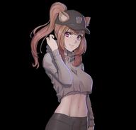 artist:inhoso character:raphtalia copyright:tate_no_yuusha_no_nariagari general:1girl general:alternate_costume general:animal_ears general:black_background general:blunt_bangs general:breasts general:brown_hair general:cowboy_shot general:ears_through_headwear general:flat_cap general:hat general:hood general:hoodie general:long_hair general:long_sleeves general:looking_at_viewer general:medium_breasts general:midriff general:navel general:pants general:ponytail general:purple_eyes general:raccoon_ears general:raccoon_girl general:smile general:solo general:stomach general:yoga_pants meta:resized meta:source_request meta:upscaled technical:grabber // 1189x1134 // 559.8KB