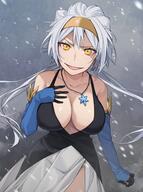 character:velzard copyright:tensei_shitara_slime_datta_ken general:1girl general:black_and_white_dress general:black_thighhighs general:blue_gloves general:breasts general:cleavage general:gloves general:jewelry general:large_breasts general:long_glove general:long_hair general:necklace general:ribbon general:shiny_skin general:smile general:snow general:solo general:thighhighs general:thighs general:white_hair general:yellow_eyes general:yellow_ribbon meta:absurdres meta:highres technical:grabber // 1784x2400 // 3.2MB