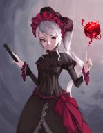 artist:cloel character:shalltear_bloodfallen copyright:overlord_(maruyama) general:1girl general:black_dress general:bow general:cowboy_shot general:dress general:fan general:female general:gothic_lolita general:hair_bow general:hair_ornament general:holding general:holding_fan general:index_finger_raised general:lolita_fashion general:ponytail general:red_eyes general:sidelocks general:silver_hair general:smile general:solo general:standing general:striped general:striped_bow general:tied_hair medium:high_resolution tagme technical:grabber // 1240x1595 // 1.5MB