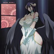 artist:jadf character:albedo copyright:overlord_(maruyama) general:1girl general:black_hair general:blush general:breasts general:demon_girl general:fertilization general:horns general:impregnation general:large_breasts general:ovum general:succubus general:wings general:yellow_eyes metadata:highres metadata:translated tagme technical:grabber // 1440x1440 // 1.3MB