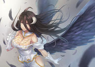 artist:a-na character:albedo copyright:madhouse copyright:overlord_(maruyama) general:ahoge general:black_hair general:black_wings general:breasts general:cleavage general:demon_girl general:detached_collar general:dress general:feather_(feathers) general:floating_hair general:fringe general:from_above general:girl general:gloves general:hair_between_eyes general:horn_(horns) general:large_breasts general:light_erotic general:long_hair general:looking_at_viewer general:low_wings general:off_shoulder general:simple_background general:single general:smile general:standing general:white_dress general:white_gloves general:wings general:yellow_eyes tagme technical:grabber // 1415x1000 // 1009.3KB