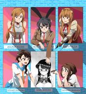 artist:ducklordethan character:asuna_(sao) character:komi_shouko character:onodera_kosaki character:raphtalia character:sakurajima_mai character:uraraka_ochako copyright:boku_no_hero_academia copyright:komi-san_wa_komyushou_desu copyright:nisekoi copyright:seishun_buta_yarou copyright:sword_art_online copyright:tate_no_yuusha_no_nariagari general:6+girls general:animal_ears general:black_eyes general:black_hair general:blue_eyes general:blush general:brown_eyes general:brown_hair general:character_name general:comic_sans general:crossover general:greyscale general:monochrome general:multiple_crossover general:multiple_drawing_challenge general:multiple_girls general:pen general:rabbit_ears general:raccoon_ears general:raccoon_girl general:six_fanarts_challenge meta:highres technical:grabber // 1280x1389 // 1.1MB