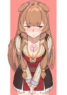 artist:kusubii character:raphtalia copyright:tate_no_yuusha_no_nariagari general:1girl general:animal_ears general:belt general:between_legs general:blunt_bangs general:blush general:breast_tattoo general:breasts general:brown_eyes general:brown_hair general:chest_tattoo general:cleavage general:cowboy_shot general:eyes_visible_through_hair general:half-closed_eyes general:hand_between_legs general:large_breasts general:leaning_forward general:long_hair general:long_sleeves general:looking_away general:pout general:raccoon_ears general:raccoon_girl general:raccoon_tail general:red_eyes general:ribbed_sweater general:sad general:slave_tattoo general:solo general:sweatdrop general:sweater general:tail general:tattoo meta:commentary_request meta:highres technical:grabber // 1059x1500 // 811.7KB