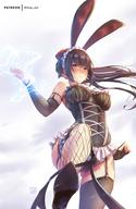 character:narberal_gamma copyright:overlord_(maruyama) general:1girl general:animal_ears general:bangs general:bare_shoulders general:black_hair general:black_leotard general:blunt_bangs general:blush general:breasts general:bunny_ears general:bunny_girl general:bunnysuit general:elbow_gloves general:electricity general:fake_animal_ears general:fingerless_gloves general:fishnet_pantyhose general:fishnets general:garter_belt general:gloves general:large_breasts general:leotard general:lightning general:long_hair general:looking_at_viewer general:maid general:maid_headdress general:mitsu_(mitsu_art) general:open_mouth general:pantyhose general:purple_eyes general:simple_background general:solo general:strapless general:strapless_leotard general:thighhighs metadata:commentary tagme technical:grabber // 625x960 // 79.2KB