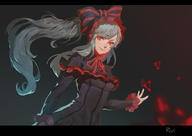 artist:ray_(nagaseray) character:shalltear_bloodfallen copyright:overlord_(maruyama) general:1girl general:bangs general:black_dress general:bow general:breasts general:bug general:butterfly general:capelet general:closed_mouth general:collar general:cowboy_shot general:dress general:fang general:female general:floating general:floating_hair general:frilled_capelet general:frilled_collar general:frilled_dress general:frilled_sleeves general:frills general:gothic_lolita general:grin general:hair_bow general:hair_ornament general:insect general:lolita_fashion general:long_hair general:long_sleeves general:looking_at_viewer general:parted_bangs general:ponytail general:red_eyes general:silver_hair general:slit_pupils general:smile general:solo general:striped general:striped_bow general:tied_hair general:vampire general:very_long_hair medium:black_background medium:high_resolution medium:simple_background tagme technical:grabber // 2008x1420 // 854.4KB