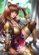 artist:neoartcore character:raphtalia copyright:tate_no_yuusha_no_nariagari general:1girl general:animal_ears general:armor general:artist_name general:bed_sheet general:belt general:blunt_bangs general:boots general:breasts general:brown_hair general:chest_tattoo general:cleavage general:dress general:frilled_skirt general:frills general:gloves general:high_heel_boots general:high_heels general:leg_up general:lips general:long_hair general:looking_at_viewer general:medium_breasts general:parted_lips general:patreon_username general:pauldrons general:raccoon_ears general:raccoon_girl general:red_eyes general:shoulder_armor general:sitting general:skirt general:slave_tattoo general:solo general:tattoo general:thigh_boots general:thighhighs general:watermark general:window general:zettai_ryouiki meta:bad_id meta:bad_pixiv_id meta:commentary meta:photoshop_(medium) technical:grabber // 800x1132 // 733.1KB