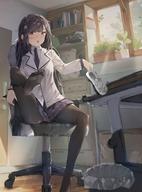 character:nishino_akane copyright:kage_no_jitsuryokusha_ni_naritakute! general:1girl general:black_hair general:blush general:chair general:feet general:holding general:holding_shoes general:loafers general:long_hair general:looking_at_viewer general:office_chair general:open_mouth general:pantyhose general:purple_eyes general:shoes general:single_shoe general:sitting general:soles general:swivel_chair general:toes general:unworn_shoes meta:absurdres meta:highres technical:grabber // 2639x3565 // 6.8MB