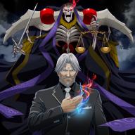 artist:k-ta character:ainz_ooal_gown character:lich character:sebas_tian copyright:overlord_(maruyama) general:2boys general:black_shirt general:black_suit general:blue_eyes general:bread general:breast_pocket general:burning_eyes general:closed_mouth general:collared_shirt general:facial_hair general:fire general:food general:formal general:grey_hair general:grey_jacket general:holding general:holding_sword general:holding_weapon general:jacket general:jewelry general:looking_at_viewer general:male general:multiple_boys general:mustache general:necktie general:necromancer general:old_man general:pocket general:red_eyes general:ring general:scale general:shirt general:silver_hair general:skeleton general:suit general:sword general:weapon general:white_neckwear general:wing_collar medium:1:1_aspect_ratio tagme technical:grabber // 900x900 // 768.9KB