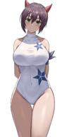 artist:jasony character:souka_(tensei_shitara_slime_datta_ken) copyright:tensei_shitara_slime_datta_ken general:1girl general:aqua_eyes general:arms_behind_back general:bare_hips general:bare_shoulders general:blush general:breasts general:closed_mouth general:covered_navel general:dragon_girl general:dragon_horns general:feet_out_of_frame general:head_tilt general:horns general:large_breasts general:looking_at_viewer general:one-piece_swimsuit general:red_horns general:simple_background general:smile general:solo general:standing general:swimsuit general:thigh_gap general:thighs general:white_background general:white_one-piece_swimsuit meta:absurdres meta:highres technical:grabber // 1816x3677 // 1.6MB