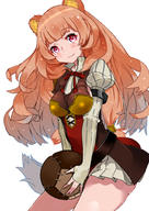 artist:monomono character:raphtalia copyright:tate_no_yuusha_no_nariagari general:1girl general:animal_ears general:armlet general:ball general:breasts general:brown_dress general:brown_hair general:closed_mouth general:dress general:fingerless_gloves general:gloves general:hair_over_one_eye general:holding general:holding_ball general:juliet_sleeves general:leaning_forward general:light_particles general:long_hair general:long_sleeves general:looking_at_viewer general:medium_breasts general:pleated_dress general:puffy_sleeves general:raccoon_ears general:raccoon_girl general:raccoon_tail general:red_eyes general:shirt general:short_dress general:simple_background general:smile general:solo general:standing general:tail general:thighs general:white_background general:white_gloves general:white_shirt meta:commentary technical:grabber // 723x1023 // 624.4KB