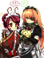 character:cz2128_delta character:entoma_vasilissa_zeta character:pandora's_actor copyright:overlord_(maruyama) general:1boy general:animal general:antennae general:camouflage general:camouflage_gloves general:camouflage_scarf general:cat general:eyebrows_visible_through_hair general:eyepatch general:gloves general:green_eyes general:hat general:insect_girl general:long_hair general:maid general:maid_headdress general:monster_girl general:multiple_girls general:orange_hair general:simple_background general:speech_bubble general:user_dznz5583 general:wide_sleeves metadata:commentary_request metadata:highres tagme technical:grabber // 1200x1600 // 1.3MB