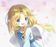 artist:aliter character:firo_(tate_no_yuusha_no_nariagari) copyright:tate_no_yuusha_no_nariagari general:1girl general::d general:bird_wings general:blonde_hair general:blue_bow general:blue_dress general:blue_eyes general:blush general:bow general:collarbone general:dress general:feathered_wings general:flower general:grey_background general:hair_ornament general:hairclip general:long_hair general:looking_at_viewer general:open_mouth general:parted_bangs general:petals general:pink_flower general:simple_background general:smile general:solo general:upper_body general:white_wings general:wings meta:absurdres meta:commentary meta:highres technical:grabber // 3000x2554 // 2.4MB