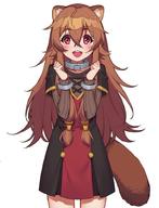 artist:kugi_ta_hori_taira character:raphtalia copyright:tate_no_yuusha_no_nariagari general:1girl general::d general:animal_ears general:brown_hair general:collar general:cowboy_shot general:dress general:hair_between_eyes general:long_hair general:long_sleeves general:looking_at_viewer general:open_mouth general:pink_eyes general:raccoon_ears general:raccoon_girl general:ribbed_shirt general:shirt general:sidelocks general:simple_background general:smile general:solo general:tail general:teeth general:upper_teeth_only general:white_background meta:commentary_request technical:grabber // 710x928 // 57.6KB