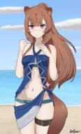 character:raphtalia copyright:tate_no_yuusha_no_nariagari general:1girl general:animal_ears general:beach general:bikini general:blush general:breasts general:brown_hair general:long_hair general:looking_at_viewer general:medium_breasts general:navel general:ponytail general:purple_eyes general:smile general:solo general:standing general:swimsuit general:tail meta:absurdres meta:highres technical:grabber // 2300x3800 // 3.8MB