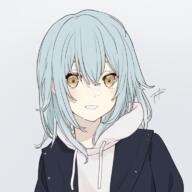 artist:fu_ku1_437 character:rimuru_tempest copyright:tensei_shitara_slime_datta_ken general:1other general:androgynous general:blue_hair general:hair_between_eyes general:hood general:hoodie general:jacket general:long_hair general:looking_at_viewer general:open_mouth general:signature general:simple_background general:smile general:solo general:yellow_eyes technical:grabber // 768x768 // 300.3KB