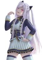 artist:bkni_11 character:alexia_midgar copyright:kage_no_jitsuryokusha_ni_naritakute! general:1girl general:grey_hair general:hair_ribbon general:long_hair general:looking_at_viewer general:miniskirt general:pleated_skirt general:red_eyes general:ribbon general:school_uniform general:skirt general:thighhighs general:twintails general:white_background meta:absurdres meta:highres technical:grabber // 1697x2400 // 570.8KB