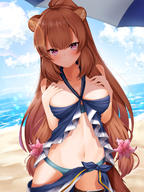 artist:lancheu character:raphtalia copyright:tate_no_yuusha_no_nariagari general:1girl general:animal_ears general:beach general:blush general:breast_suppress general:breasts general:brown_hair general:closed_mouth general:cloud general:collarbone general:day general:dutch_angle general:flower general:hair_flower general:hair_ornament general:high_ponytail general:long_hair general:looking_at_viewer general:medium_breasts general:navel general:outdoors general:pink_eyes general:raccoon_ears general:raccoon_girl general:sky general:solo general:standing general:swimsuit general:umbrella general:v-shaped_eyebrows general:very_long_hair general:water meta:absurdres meta:commentary_request meta:highres meta:korean_commentary technical:grabber // 3000x4000 // 6.2MB