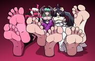 artist:mostlyfunstuff character:albedo character:morrigan_aensland character:verosika_mayday_(helluva_boss) copyright:darkstalkers copyright:helluva_boss copyright:overlord_(maruyama) general:3girls general:animal_print general:barefoot general:bat_print general:big_breasts general:black_hair general:breasts general:demon general:demon_girl general:feet general:female general:female_only general:foot_fetish general:foot_focus general:green_eyes general:green_hair general:head_wings general:horn general:horns general:huge_breasts general:large_breasts general:multiple_girls general:pink_eyes general:pink_skin general:soles general:succubus general:toes general:white_hair general:wings general:yellow_eyes general:yellow_sclera meta:crossover meta:eastern_and_western_character technical:grabber // 3705x2383 // 1.9MB