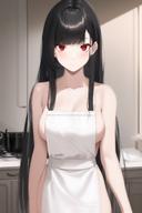 character:claire_kagenou copyright:kage_no_jitsuryokusha_ni_naritakute! copyright:the_eminence_in_shadow general:1girls general:apron general:black_hair general:naked_apron general:red_eyes meta:ai_generated meta:tagme technical:grabber // 1024x1536 // 1.3MB