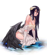 artist:shou_xun_bu_liang character:albedo copyright:madhouse copyright:overlord_(maruyama) general:bare_shoulders general:bent_knee_(knees) general:black_hair general:black_wings general:breasts general:brown_eyes general:checkered_floor general:detached_collar general:dress general:elbow_gloves general:floor general:girl general:gloves general:horn_(horns) general:kneeling general:light_erotic general:long_hair general:looking_away general:parted_lips general:purple_hair general:simple_background general:single general:tall_image general:white_background general:white_dress general:white_gloves general:wings tagme technical:grabber // 1240x1453 // 178.2KB