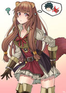 artist:nanni_jjang character:iwatani_naofumi character:raphtalia copyright:tate_no_yuusha_no_nariagari general:1girl general:? general:animal_ears general:armor general:belt general:blunt_bangs general:blush general:boots general:breastplate general:breasts general:brown_gloves general:brown_hair general:cleavage general:collarbone general:cuffs general:dated general:dress general:gloves general:gradient_background general:hair_tubes general:hand_on_own_hip general:long_hair general:long_sleeves general:looking_back general:medium_breasts general:parted_lips general:puffy_long_sleeves general:puffy_sleeves general:raccoon_ears general:raccoon_girl general:raccoon_tail general:red_eyes general:red_ribbon general:ribbed_dress general:ribbon general:short_dress general:signature general:solo general:sweater general:sweater_dress general:tail general:thigh_boots general:thighhighs general:thought_bubble general:very_long_hair general:white_dress meta:absurdres meta:commentary_request meta:highres meta:korean_commentary meta:photoshop_(medium) technical:grabber // 2480x3508 // 3.3MB