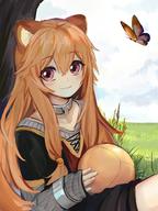 artist:sei_(pixiv18981446) character:raphtalia copyright:tate_no_yuusha_no_nariagari general:1girl general:against_tree general:animal_ears general:ball general:bug general:butterfly general:closed_mouth general:cloud general:cloudy_sky general:collar general:day general:dress general:grey_sweater general:hair_between_eyes general:holding general:holding_ball general:layered_sleeves general:long_hair general:long_sleeves general:looking_at_viewer general:orange_hair general:outdoors general:raccoon_ears general:raccoon_girl general:red_eyes general:ribbed_sweater general:short_dress general:short_over_long_sleeves general:short_sleeves general:sitting general:sky general:sleeves_past_wrists general:smile general:solo general:sweater general:tree general:very_long_hair meta:highres technical:grabber // 1083x1443 // 800.9KB