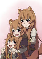 character:raphtalia copyright:tate_no_yuusha_no_nariagari general:3girls general:age_progression general:animal_ear_fluff general:animal_ears general:blush general:brown_hair general:gloves general:gradient_background general:hair_tubes general:long_hair general:multiple_girls general:pink_background general:pink_eyes general:raccoon_ears general:raccoon_girl general:raccoon_tail general:tail general:white_background general:wrist_cuffs meta:absurdres meta:highres technical:grabber // 2514x3523 // 2.8MB