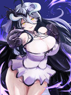 artist:komena_(shinyday312) character:albedo copyright:overlord_(maruyama) general:1girl general:ahoge general:bare_shoulders general:black_gloves general:breasts general:bridal_veil general:cleavage general:cowboy_shot general:dress general:gloves general:hair_between_eyes general:horns general:large_breasts general:long_hair general:no_panties general:parted_lips general:see-through general:see-through_cleavage general:short_dress general:solo general:veil general:white_dress general:white_horns general:yellow_eyes meta:highres technical:grabber // 1500x2000 // 1.8MB