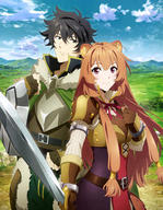 character:iwatani_naofumi character:raphtalia copyright:tate_no_yuusha_no_nariagari general:1boy general:1girl general:animal_ears general:armor general:black_hair general:blue_sky general:breastplate general:brown_gloves general:brown_hair general:cloud general:day general:fingerless_gloves general:floating_hair general:gloves general:hair_between_eyes general:hair_ornament general:holding general:holding_sword general:holding_weapon general:long_hair general:looking_at_viewer general:neck_ribbon general:official_art general:outdoors general:raccoon_ears general:raccoon_girl general:red_eyes general:red_ribbon general:ribbon general:shield general:shoulder_armor general:sky general:smile general:spiked_hair general:sword general:very_long_hair general:weapon meta:absurdres meta:highres meta:key_visual meta:promotional_art technical:grabber // 3163x4088 // 1.5MB