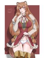 artist:fugubarakun character:raphtalia copyright:tate_no_yuusha_no_nariagari general:1girl general:animal_ears general:boots general:bow general:bow_panties general:breasts general:brown_hair general:gluteal_fold general:large_breasts general:lifted_by_self general:lips general:long_hair general:looking_at_viewer general:panties general:raccoon_ears general:raccoon_tail general:red_eyes general:slave general:smile general:tail general:thigh_boots general:thigh_gap general:thighhighs general:thighs general:underwear meta:highres technical:grabber // 1785x2310 // 2.0MB