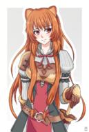 artist:kawa-v character:raphtalia copyright:tate_no_yuusha_no_nariagari general:1girl general:animal_ears general:artist_name general:belt general:blush general:border general:brown_gloves general:brown_hair general:cowboy_shot general:dress general:frilled_shirt_collar general:frills general:fur-trimmed_gloves general:fur_trim general:gloves general:hand_on_hilt general:juliet_sleeves general:light_smile general:long_hair general:long_sleeves general:looking_away general:neck_ribbon general:puffy_sleeves general:raccoon_ears general:raccoon_girl general:red_eyes general:red_ribbon general:ribbon general:simple_background general:solo general:sword general:very_long_hair general:weapon general:white_border meta:commentary meta:highres technical:grabber // 822x1222 // 727.7KB