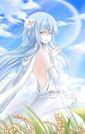 artist:friedric88 character:rimuru_tempest copyright:tensei_shitara_slime_datta_ken general:1girl general:backless_dress general:backless_outfit general:bird general:blue_hair general:blue_sky general:bridal_gauntlets general:cape general:closed_mouth general:cloud general:colored_eyelashes general:day general:detached_sleeves general:dress general:floating_hair general:flower general:from_side general:genderswap general:genderswap_(otf) general:hair_flower general:hair_ornament general:long_hair general:long_sleeves general:looking_at_viewer general:outdoors general:sky general:sleeveless general:sleeveless_dress general:solo general:very_long_hair general:wheat_field general:white_cape general:white_dress general:white_flower general:white_sleeves general:yellow_eyes technical:grabber // 700x1100 // 496.2KB